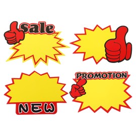 PATIKIL 80pcs Star Burst Signs, 7x5.5in Blank Star Burst Signs Price Tag Stickers Pricing Tags Fluorescent Neon Paper for Sign Retail Store, Sale,New,Forefinger,Blank