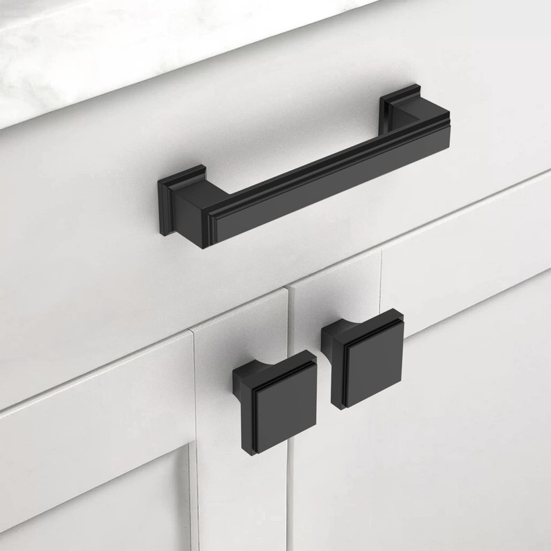 Asidrama 5 Pack 3.75 Inch(96mm) Matte Black Kitchen Cabinet Handles