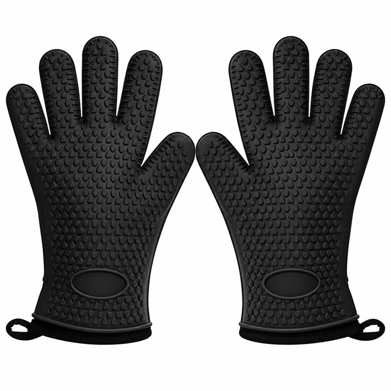 2-Piece Silicone Oven Mitt Set for Cooking – Heat-Resistant Cotton-Lined