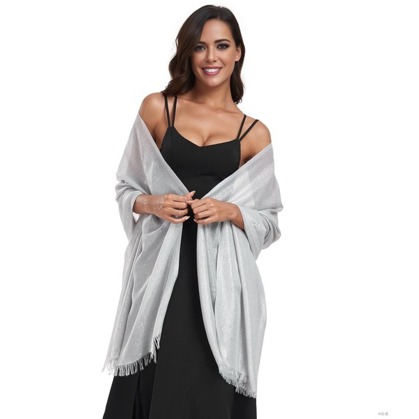 Pukguro Sparkling Metallic Shawls and Wraps for Weddings Lightweight Wraps