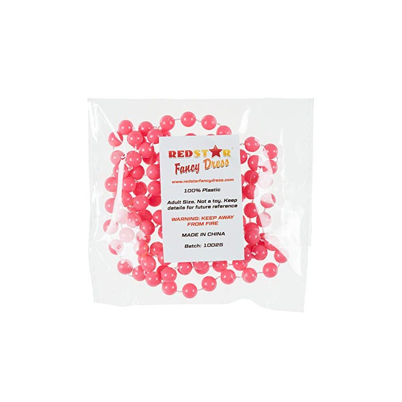 Neon Party Necklace Beads 80s Fancy Dress Accessory (Pink)