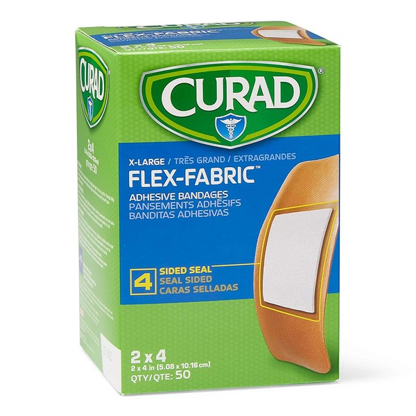 Curad Flex-Fabric Adhesive Bandages with Stretch to Conform to Wounds, 2 x 4 Inches, (50 Count)