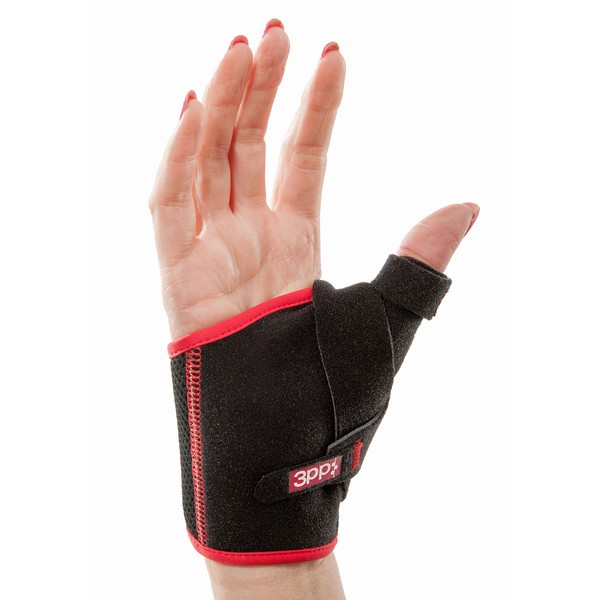 3-Point Products 3pp Design Line Thumb Arthritis Splint, Moderate Support for CMC Thumb Pain, Red Trim - Left/Medium