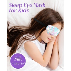 Miss Adola Sleep Mask for Kids - Cute Cartoon Boys Girls Silk Eye Mask for Sleeping Cool Kawaii Mulberry Silk Eye Mask with Adjustable Straps Soft Smooth Sleep Mask, PK Fishtail