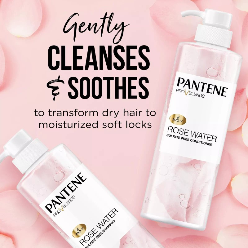 Pantene Sulfate Free Nourishing Shampoo and Conditioner Set with Rose