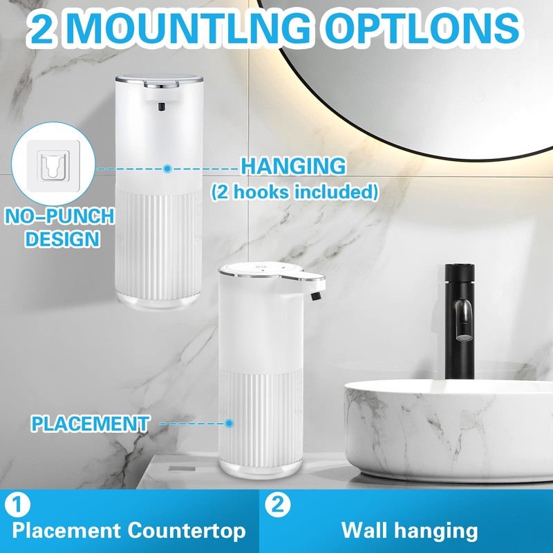 TEBOKHAD Automatic Soap Dispenser, 360 ml, Electric Soap Dispenser with