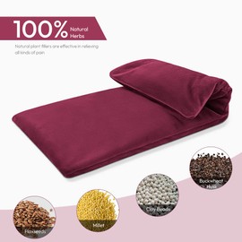 Microwavable Heating Pad with Washable Cover, 8 x 18 Microwave Heating Pad for Neck and Shoulders, Moist Heat Bean Bag Warm Compress for Knee, Joints, Wrist, Abdomen (Wine Red)