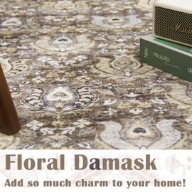 jinchan Runner Rug 2x6 Washable Hallway Rug Vintage Floral Indoor Soft Retro Distressed Dusty Brown Multi Carpet Country Boho Non Slip Bathroom Kitchen Living Room Bedroom Dining Room