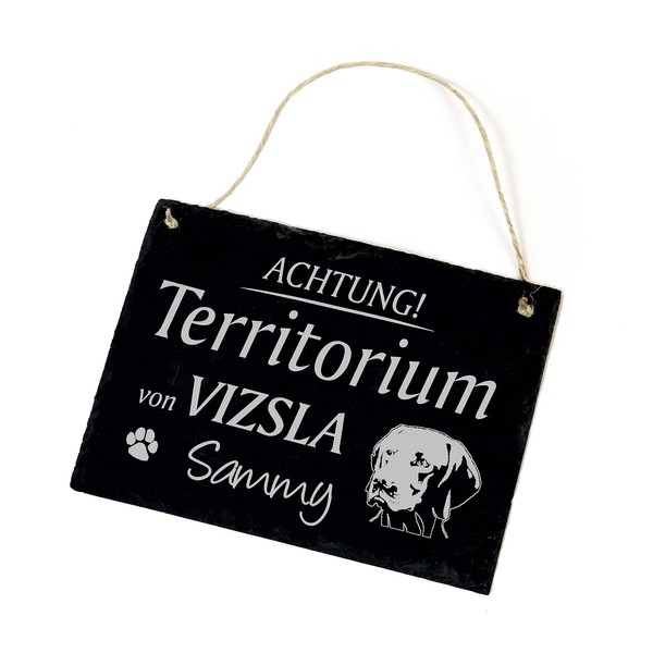 Vizsla Engraved Sign - Achtung! Territory of Vizsla with Name