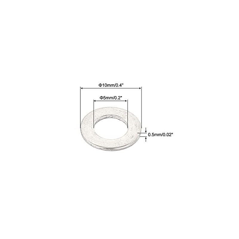 uxcell M5x10mmx0.5mm Stainless Steel Round Flat Washer for Bolt Screw