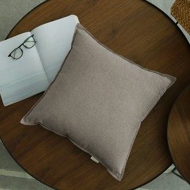 Jeanerlor 24" x 24" Natural Cotton Linen Soft Soild Decorative Square Throw Pillow Covers Green Set Cushion Case for Sofa Bedroom Car 60 x 60cm, Gray