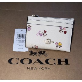 Coach NWT COACH Mini Skinny ID Case Card Wallet Keychain CW967 w Heart Print