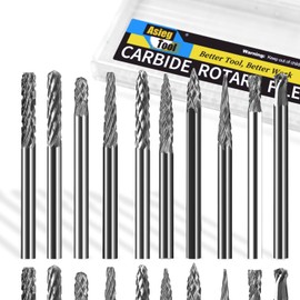 Mini Carbide Burrs Set 1/8’’ Shank Solid Tungsten Carbide Burrs with 1/8’’ Cutting Head Double Cut Rotary File for Die Grinder Rotary Drill Tool 20pcs for Carving Grinding Engraving Polishing Bit
