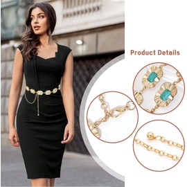 Putcuku Western Waist Chain Belts for Women Metal Concho Belt Adjustable Boho Country Link Belts (Gold-S)