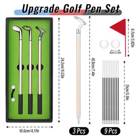 Tikplus Golf Pen Set, Mini Golf Gift for Men, Golf Club Putter Ballpoint Pen with Refills Golf Balls Flag, Golfers Gift Box Set for Father's Day, Valentine's Day, Business