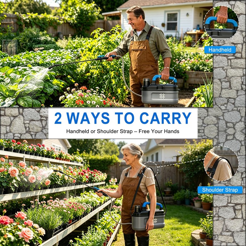 Battery Powered Sprayer 1 Gallon,Rechargeable Electric Pump Sprayer with Adjustable