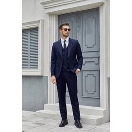 Wangyue Mens Suits Regular Fit 3 Pieces Suit for Men Double Breasted Dark Green Suits for Wedding Prom Tuxedo,L