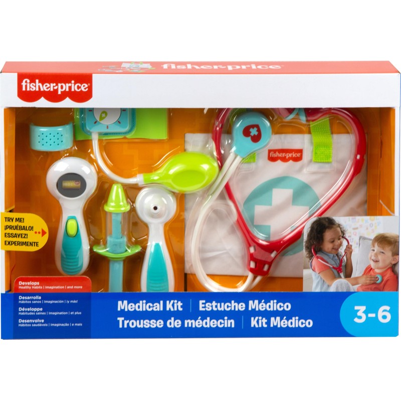 Fisher-Price Preschool Pretend Play Medical Kit 7-Piece Doctor Bag Dress