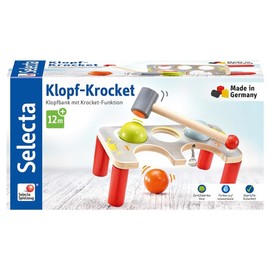 Selecta 62060 Wooden Knock Bench Multi-Coloured 22 cm