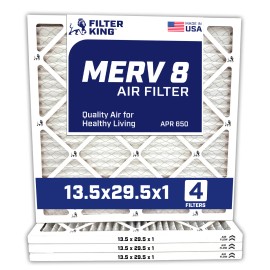 Filter King 13.5x29.5x1 Air Filter 4-PACK MERV 8 Actual Size 13.5 x 29.5 x .75"