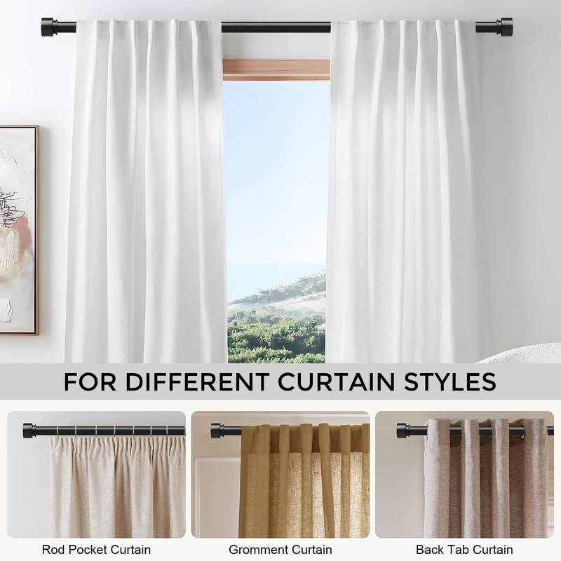 VOIIY Curtain Rods 2 Pack for Windows 48 to 84