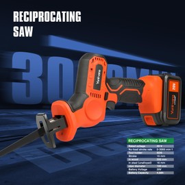 Yunirvana 20V 4.0Ah High-Capacity Cordless Reciprocating Saw Kit - 2 Wood Blades, 1 Metal Blade, Variable Speed, Tool-Free Blade Change, for DIY & Professional Use