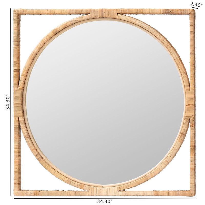 bali & pari Bayan Japandi Natural Rattan Wall Mirror