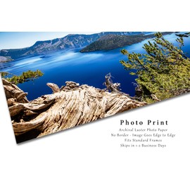 Pacific Northwest Photography Print (Not Framed) Picture of Crater Lake on Summer Day in Oregon Cascade Mountains Wall Art Nature Decor (30" x 40")