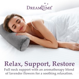 DreamTime Microwaveable Crescent Wrap with Aromatherapy, Heating Pad for Neck and Shoulders, Neck Wrap with Soothing Lavender, Lemongrass, and Chamomile Herbs for Natural Stress Relief, Blue