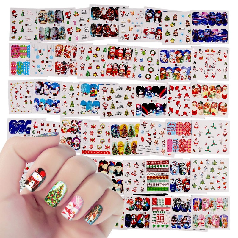 48 Sheets Christmas & New Year Theme Nail Art Stickers,MWOOT