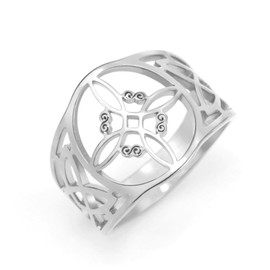 TEAMER Witches Knot Ring Stainless Steel Witchcraft Celtic Amulet Ring Geometric Celtic Knot Ring Vintage Jewelry For Women, Stainless Steel, unknow