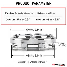 RTrhinotuning 4PCS 67mm Wheel Center Caps Compatible with SSR Wheel Rims, OD:2.64"(67 mm) ID: 2.44"(62 mm) Chrome Hub Caps