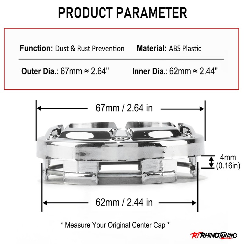 RTrhinotuning 4PCS 67mm Wheel Center Caps Compatible with SSR Wheel