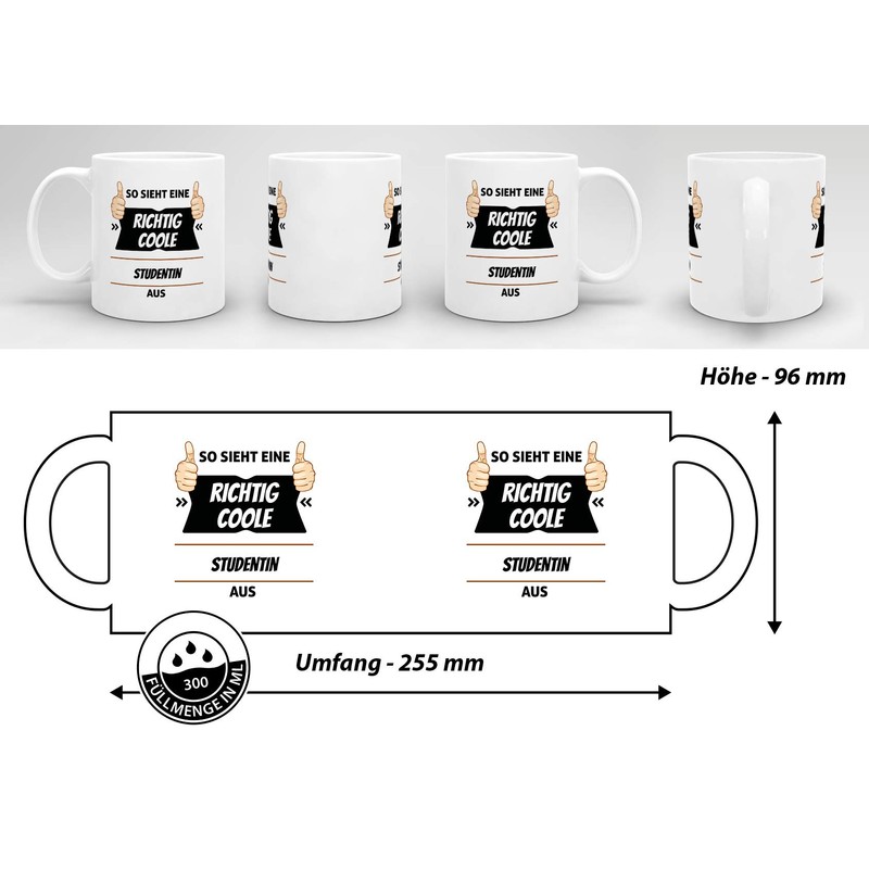 Tassendruck Berufe-Tasse so Sieht Eine Richtig Coole Studentin aus Weiss/Job/mit