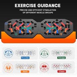 VEICK Push Up Board Fitness, Portable Foldable Exercise Equipment, Fitness Accessories with Resistance Bands Skateboard, Professional Strength Training Equipment for Men Women, Orange