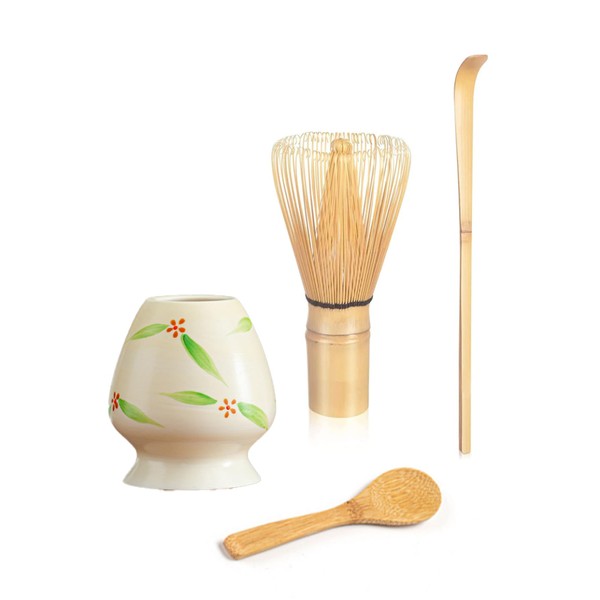 Traditional Matcha Tea Tool Set,100-Prongs(70-76 fine tines) + Ceramic Whisk