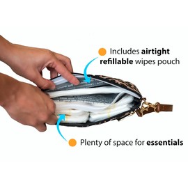 Bumco Diaper Clutch - Portable Wipes Dispenser & Baby Travel Essentials, Airtight Refillable Wipes Container, Diaper Bag Purse