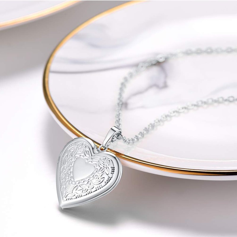 Prosteel Women's Necklace Customisable Heart Pendant Necklace Locket with 55