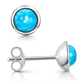 Materia by Matthias Wanger Gemstone Stud Earrings 925 Silver for Women Rhodium-Plated, Sterling Silver