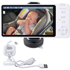 GdoyrL Wireless Baby Car Camera with 5-inch HD 1080P IPS, USB-Powered 360° Rotating Rear Seat Monitor (1000 ft) Auto/Manual Night Vision & VOX Mode, HD Display for Car Backseat, Home, Baby, Pet