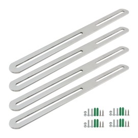 Rannb Adjustable Straight Brace Flat Mending Plates for Wood Stainless Steel Straight Bracket with Slot for Board, Bed Frame and Furniture, Silver, 11" x 0.95" -4pcs