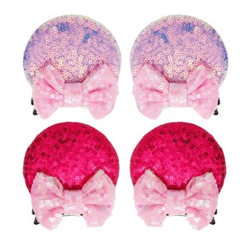 2 Pairs Sequin Mouse Ears Hair Clip birthday mouse ear Bows clip for Kids Girls Women, Mice Ears Hair Accessories for Glitter Party Princess Decoration Cosplay Birthday Christmas Party