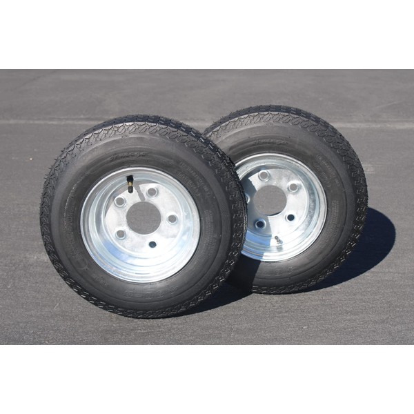 Antego Tire & Wheel (Set of 2) Antego Trailer Tire On Rim - 480-8 4.80-8, Load Range C | 6 Ply | 5 Lug Galvanized Wheels | Wide Compatibility