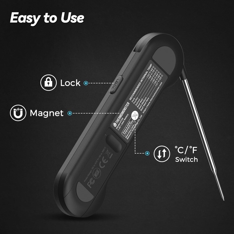 0.5 Sec Instant Read Meat Thermometer Digital with ±0.5℉ Precision,