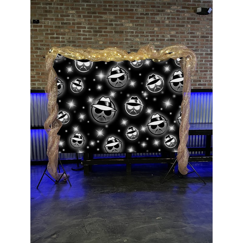 Cholo Theme Backdrop Early 2000s Background 7x5FT Black Glitter Old