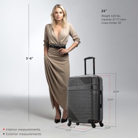 InUSA RESILIENCE Luggage with Spinner Wheels | Durable Lightweight Hardside Spacious Travel Bag with Handle and Trolley | 24-Inch Medium Checked Luggage | Charcoal