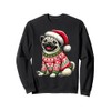 Dog Pug Ugly Sweater Santa Hat Christmas Sweatshirt, black