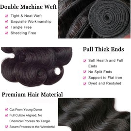12A Human Hair Bundles 20 22 24 Inch Body Wave Bundles Human Hair 100% Unprocessed Brazilian Virgin Hair Quick Weave Extensions Natural Black