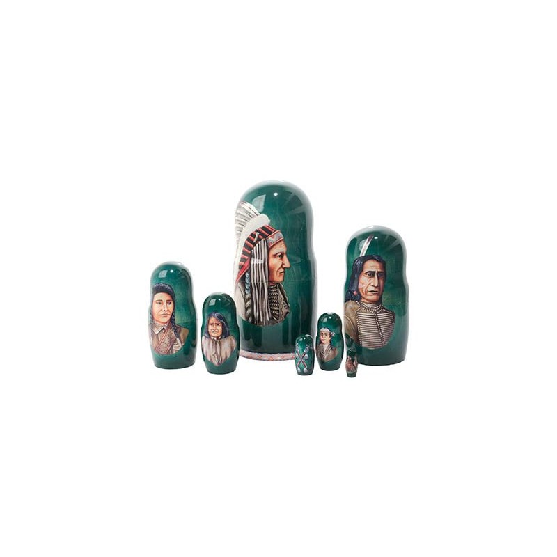 Golden Cockerel Indian Chiefs Nesting Doll 7pc./8''