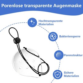 Funalix Transparentes belüftete Augenschild,2 Stück Kunststoff belüftete Augenpflaster,Augenschutz Nach Operationen,Atmungsaktiv Medizinische Augenschild Mit Verstellbarem Seil(7.5× 6.2cm)
